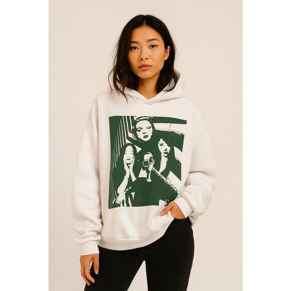 Edikted Tops - EDIKTED Mono Print Pop Art White Hoodie Sweatshirt SO SOFT Popular TikTok Top S